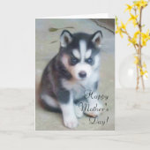 Happy Moederdag Husky wenskaart Kaart (Gele Bloem)