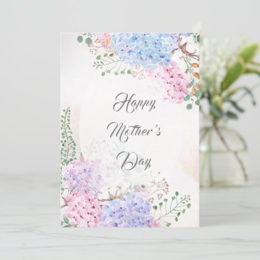 happy moederdag hydrangea card kaart (Staand voorkant)