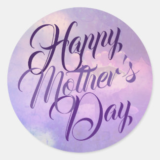 Happy Moederdag in Paars Ronde Sticker