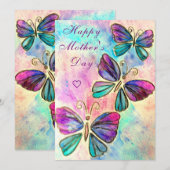 Happy Moederdag Kaart Butterflies Flying (Voorkant / Achterkant)