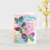 Happy Moederdag Kaart Butterflies vliegen - Joy (Gele Bloem)