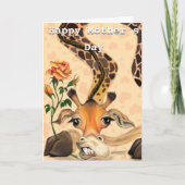 Happy Moederdag Kaart Giraffe met Roos (Voorkant)