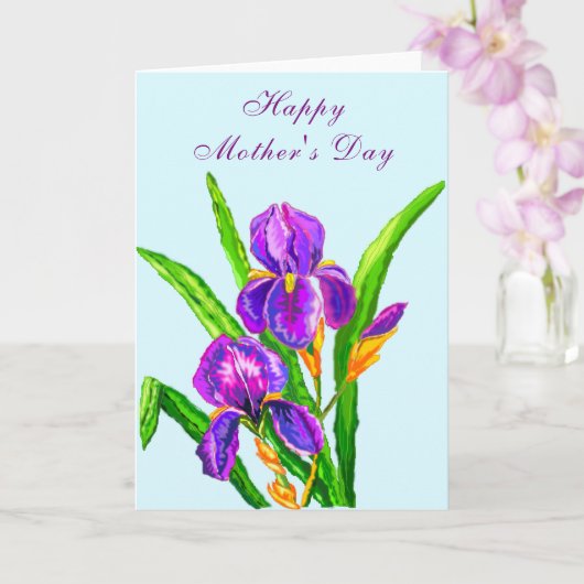 Happy Moederdag Kaart Irises Flowers (Orchidee)