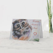 Happy Moederdag Kaart Little Owl Painting (Voorkant)