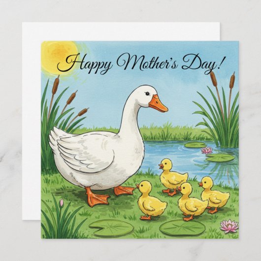 Happy Moederdag Kaart - Mama Goose (Voorkant / Achterkant)