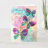 Happy Moederdag Kaart Paars Roze Butterflies (Voorkant)