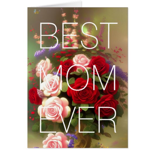 Happy Moederdag Kaart Red Roze Roses Floral (Voorkant)