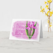 Happy Moederdag Kaart - Roze Iris d1 (Gele Bloem)