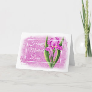 Happy Moederdag Kaart - Roze Iris d1