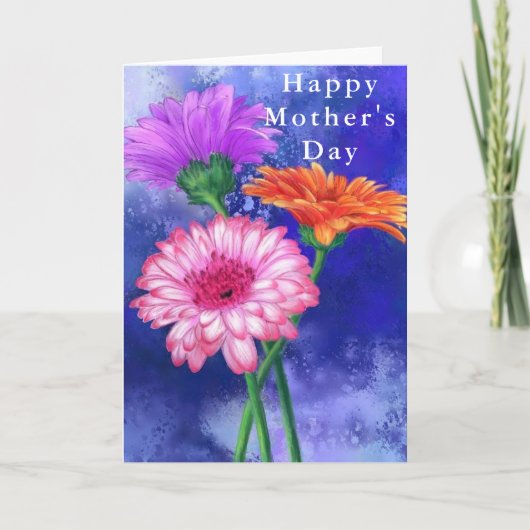 Happy Moederdag Kaart Three Color Gerberas (Voorkant)
