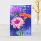Happy Moederdag Kaart Three Color Gerberas (Gele Bloem)