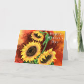 Happy Moederdag Kaart Three Sunflower (Voorkant)