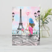 Happy Moederdag Kaart Vrouw met ballon (Staand voorkant)