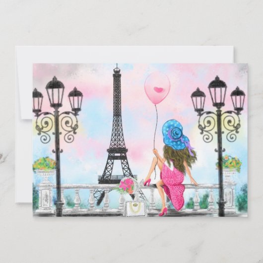 Happy Moederdag Kaart Vrouw met ballon (Achterkant)