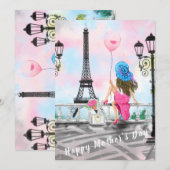 Happy Moederdag Kaart Vrouw met ballon (Voorkant / Achterkant)