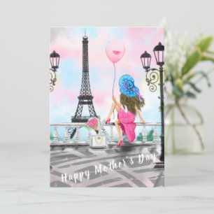 Happy Moederdag Kaart Vrouw met ballon