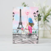 Happy Moederdag Kaart Woman in Parijs (Staand voorkant)
