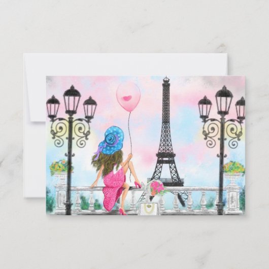 Happy Moederdag Kaart Woman in Parijs (Achterkant)