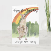 Happy Moederdag Kangaroo Mam en Baby Kaart (Voorkant)