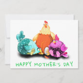 Happy Moederdag - kippen die op eieren wachten (Voorkant)