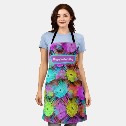 Happy moederdag kleurful adornement gepersonalisee schort (Gedragen)