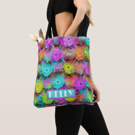 Happy moederdag kleurful adornement gepersonalisee tote bag
