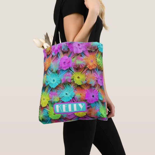 Happy moederdag kleurful adornement gepersonalisee tote bag (Dichtbij)