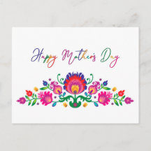 Happy Moederdag kleurful Folklore Briefkaart