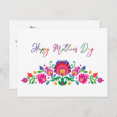 Happy Moederdag kleurful Folklore Briefkaart (Voorkant / Achterkant)