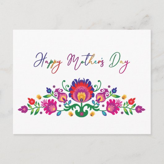 Happy Moederdag kleurful Folklore Briefkaart (Voorkant)