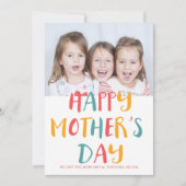 Happy Moederdag kleurige moderne scriptfoto Kaart (Voorkant)