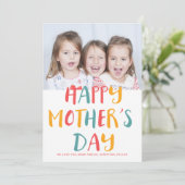 Happy Moederdag kleurige moderne scriptfoto Kaart (Staand voorkant)