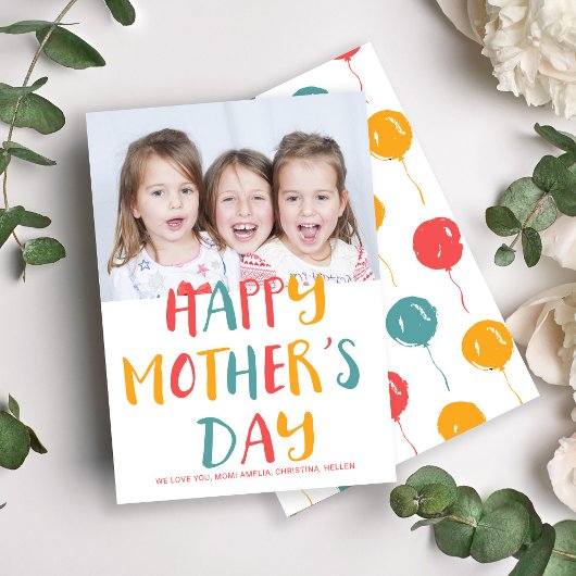 Happy Moederdag kleurige moderne scriptfoto Kaart