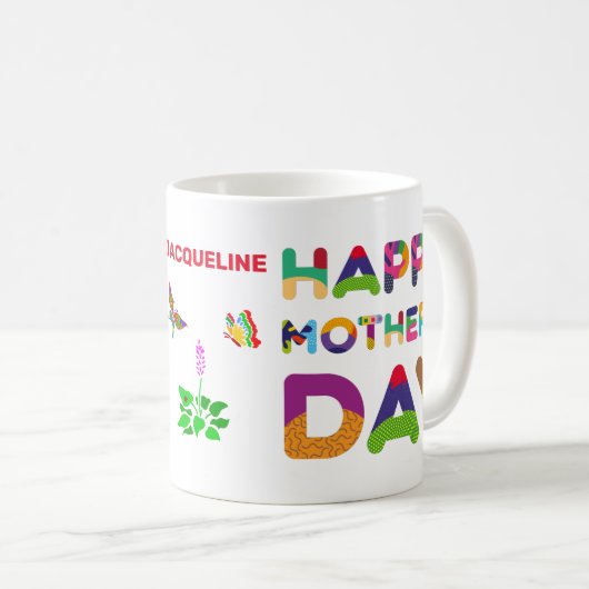 Happy Moederdag Kleurrijk  Koffiemok (Voorkant rechts)