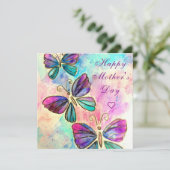 Happy Moederdag - kleurrijke Butterflies vliegen (Staand voorkant)