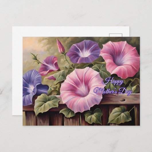 Happy Moederdag Kleurrijke Morning Glory Flowers Feestdagenkaart (Voorkant / Achterkant)