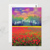 Happy Moederdag - Kleurrijke tulp-veld landscap Briefkaart (Voorkant / Achterkant)