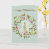 HAPPY MOEDERDAG LADY OF FATIMA ROOS WREATH KAART (Gele Bloem)