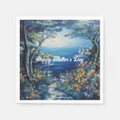 Happy Moederdag Lake Scene Servet (Voorkant)