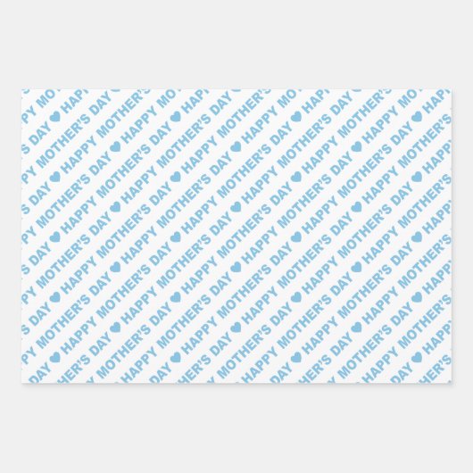 Happy Moederdag Light Blue en White Inpakpapier Vel (Voorkant 2)