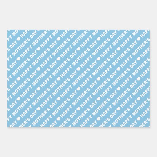 Happy Moederdag Light Blue en White Inpakpapier Vel (Voorkant)