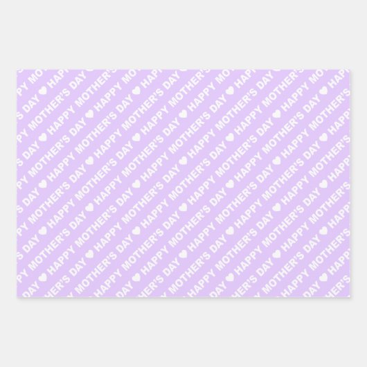 Happy Moederdag Lila en White Inpakpapier Vel (Voorkant 3)