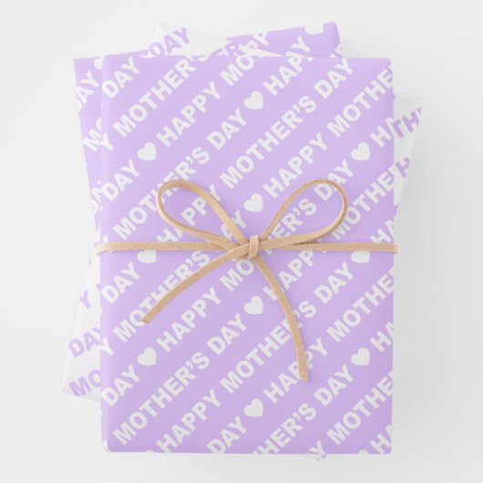 Happy Moederdag Lila en White Inpakpapier Vel (In situ)