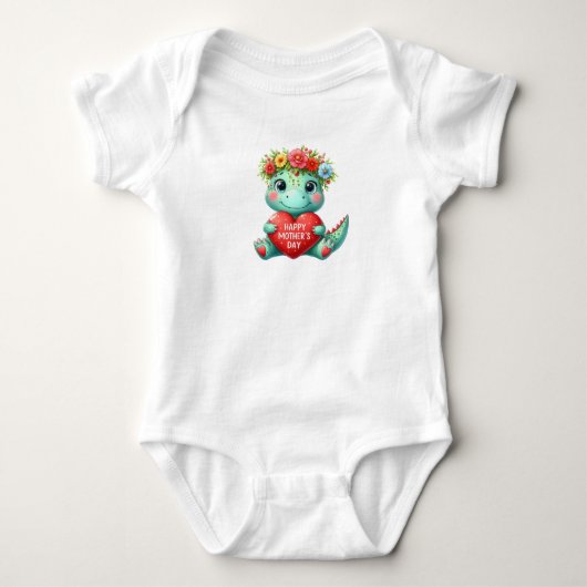 Happy Moederdag Little Green Dinosaur Romper (Voorkant)