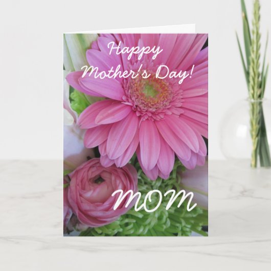 Happy Moederdag-M-roze Floral Kaart (Voorkant)