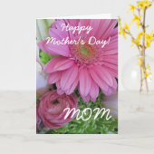 Happy Moederdag-M-roze Floral Kaart (Gele Bloem)