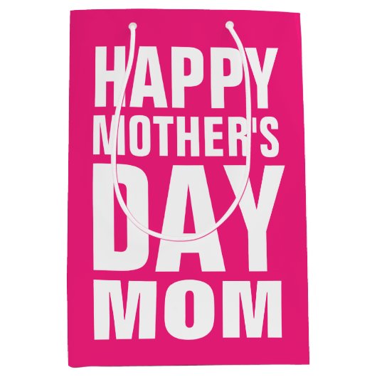 Happy Moederdag mam aangepaste roze Medium Cadeauzakje (Voorkant)