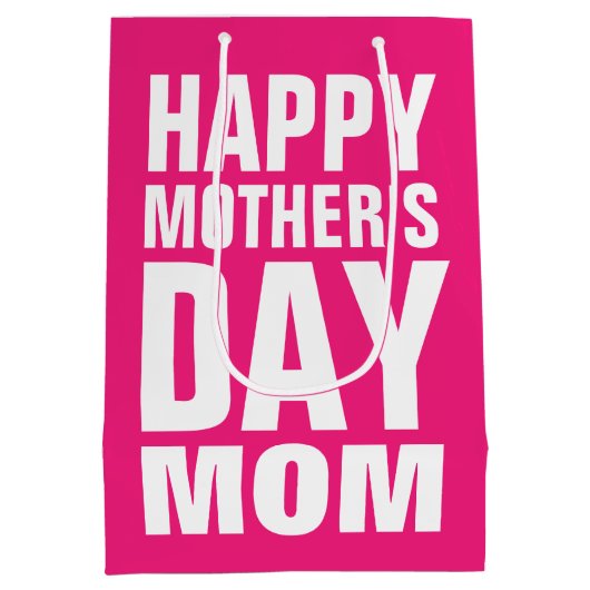 Happy Moederdag mam aangepaste roze Medium Cadeauzakje (Achterkant)