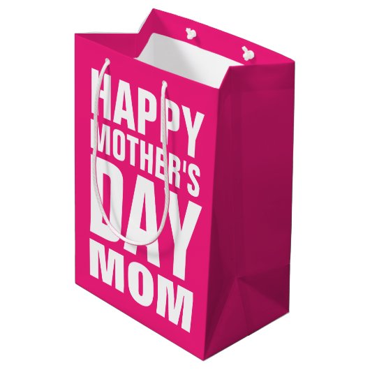 Happy Moederdag mam aangepaste roze Medium Cadeauzakje (Achterkant Gekanteld)
