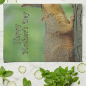 Happy Moederdag - Mam en Baby eekhoorn Theedoek (Gevouwen)